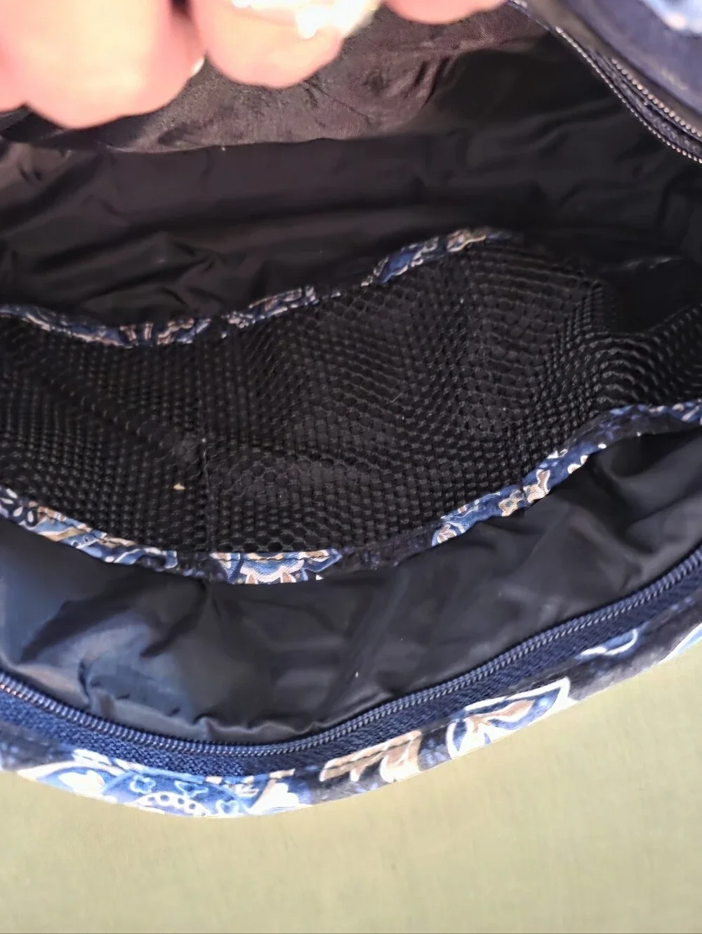 Vera Bradley Navy and Light Blue Paisley Quilted Cosmetic Pouch